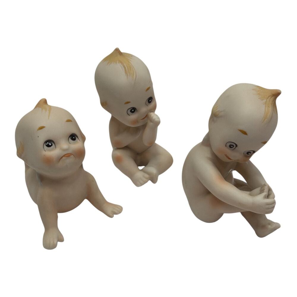 Lot of 3 Lefton Jesco Vintage Kewpie Bisque Figurine KW913 Piano Babies